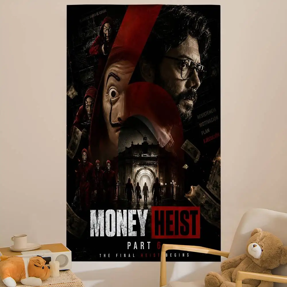 Crime D-Drama M-Money H-Heist Anime Tapestry Hippie Flower Wall Carpets Dorm Decor Wall Hanging Home Decor