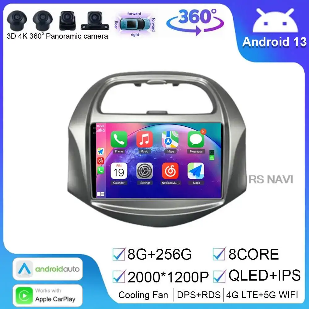 Android 14 For Chevrolet SPARK BEAT 2018 2019 Car Radio Stereo Car Multimedia Player Carplay Head Unit Auto DSP GPS BT QLED RDS