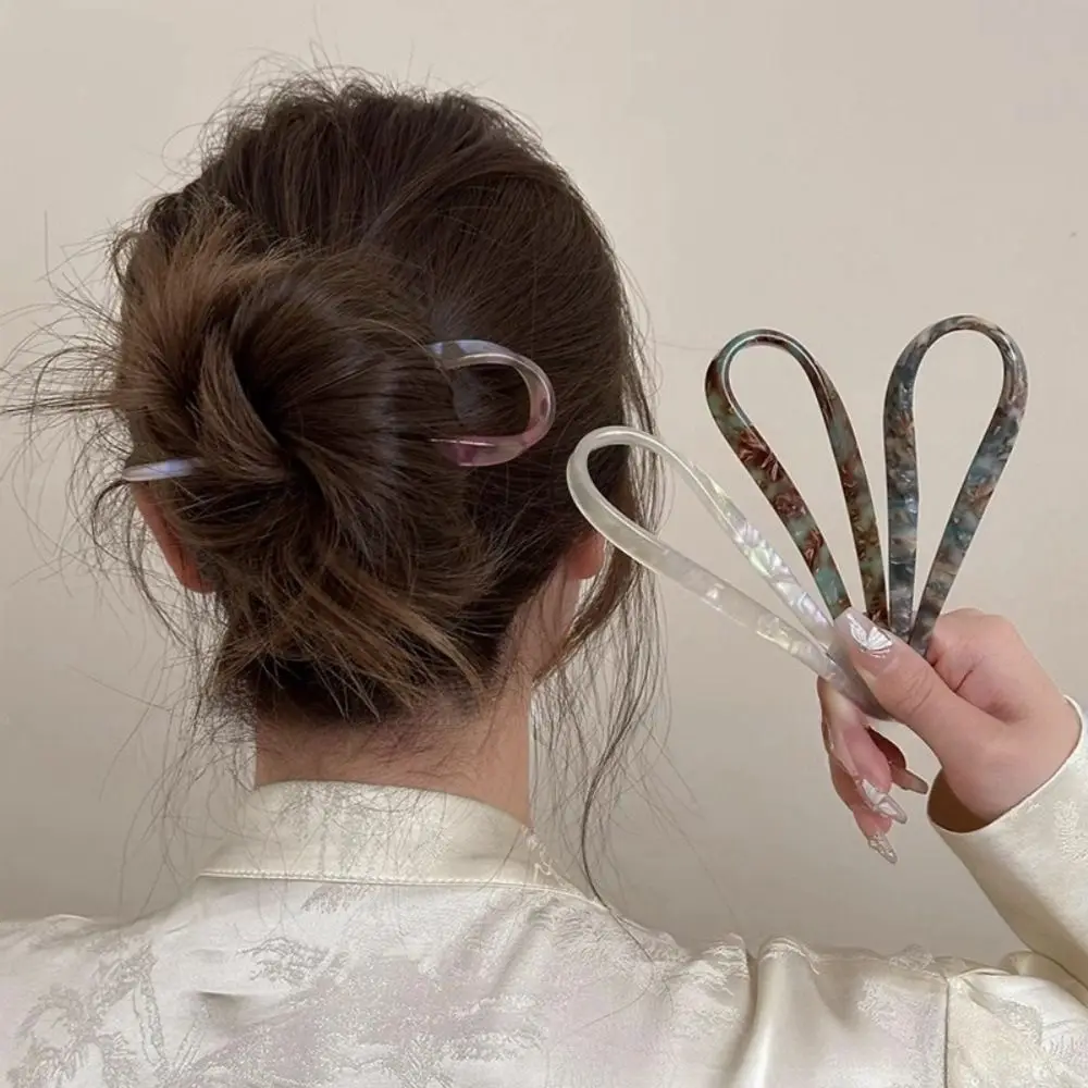 Hairstyle Tool Hair Accessories Hair Fork Headbands Acetate Hairpin Headwear Geometric Design Hair Bun for Women/Girls