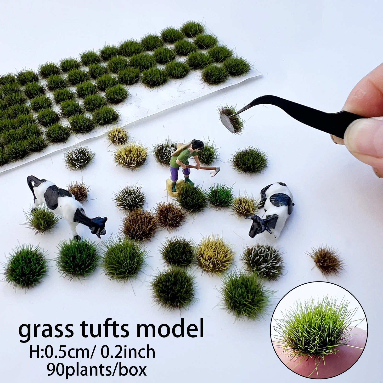 

90Pcs 5mm Green Jungle Grass Clusters - Mixed Sizes for Model Train Terrain, Diorama, Wargames & DIY Static Landscape
