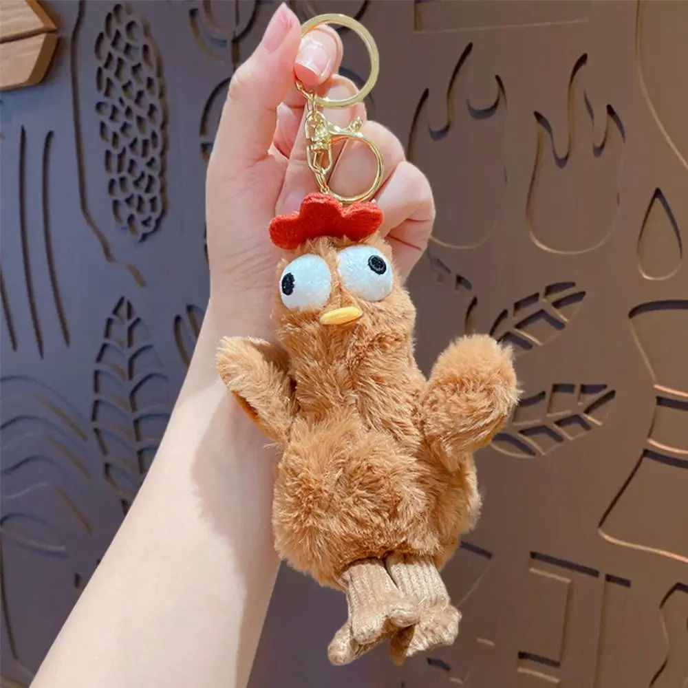 Cuddly Egg-laying Chicken Keychain Funny Plush Squeaking Plush Doll Toy Cartoon Animal Fashion Stuffed Bag Pendant