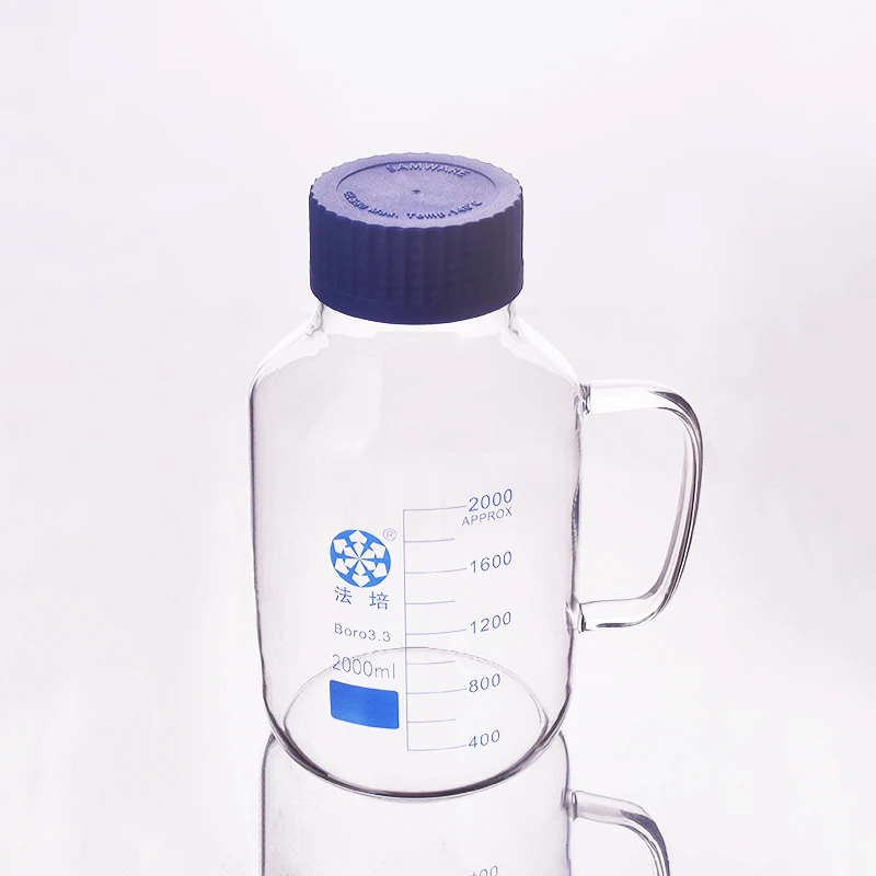 

FAPE Reagent bottle,GLS 80mm blue screw cover,Borosilicate glass handle,500mL/1000mL/2000mL,Graduation Sample Vials Plastic Lid