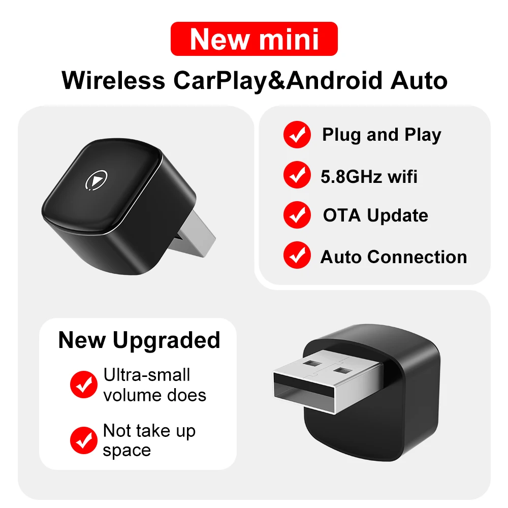 FLIXIVI محول تلقائي CarPlay Android الجديد 2in1 سلكي إلى لاسلكي 5 جيجا هرتز WiFi5.0، التوصيل والتشغيل، لسيارات CarPlay/السيارات السلكية OEM #2