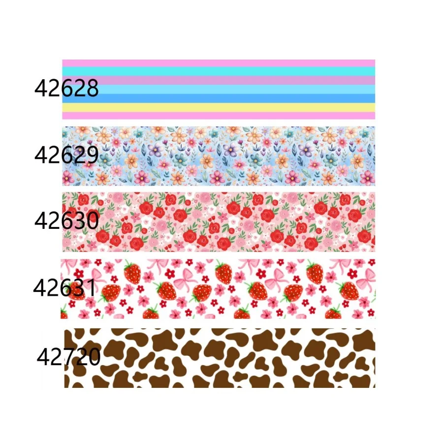 

50yards Flowers Leopard Printed Grosgrain Ribbon for Hairbows Crafts Material Decoration DIY Accessories