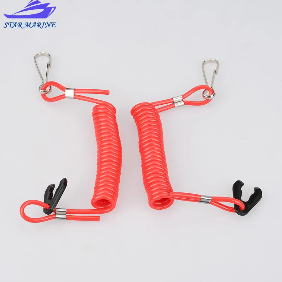 Outboard Safety Lanyard Nylon Spring Switch 2 Pieces 682-82556-00 For  Yamaha Tohatsu Hidea Powertec Hankai Seapro HDX