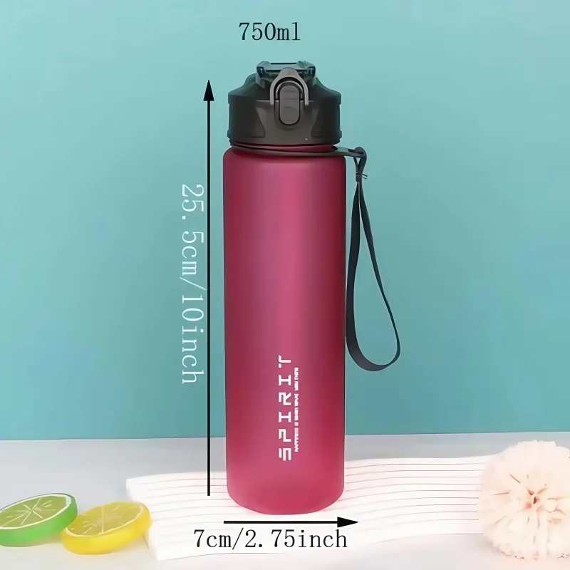 750ML Portable Water Bottle Motivational Sports Water bottle with Time Marker Leak-proof Cup for Outdoor Sport Fitness BPA Free