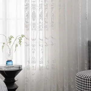 Sırf işlemeli Çiçek Vual Perdeler, beyaz perdeler, oturma odası ve yatak odası için En çok satılan 12 perde vual nakışı-no. 10