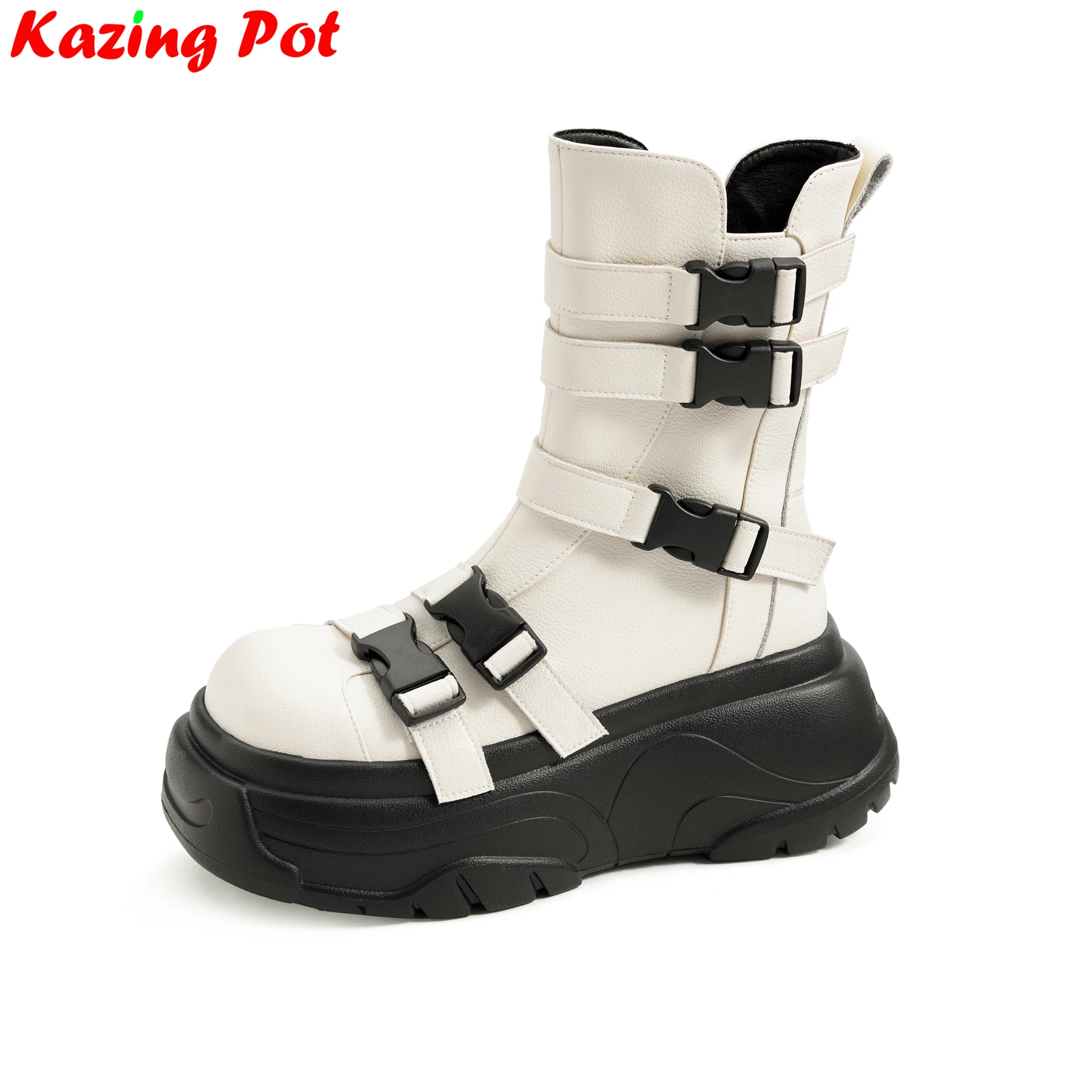 

Lanxuryee 2026 Cow Split Leather Thick Bottom Western Boots Casual Winter Autumn Luxury Belt Buckle Comfort Women Ankle Boots