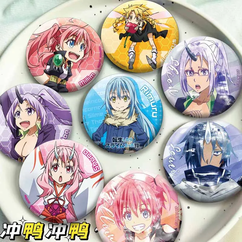 Cute Anime That Time I Got Reincarnated As A Slime Brooch Rimuru Milim Cartoon Badge Backpack Clothing Decor Pins Jewelry Gifts