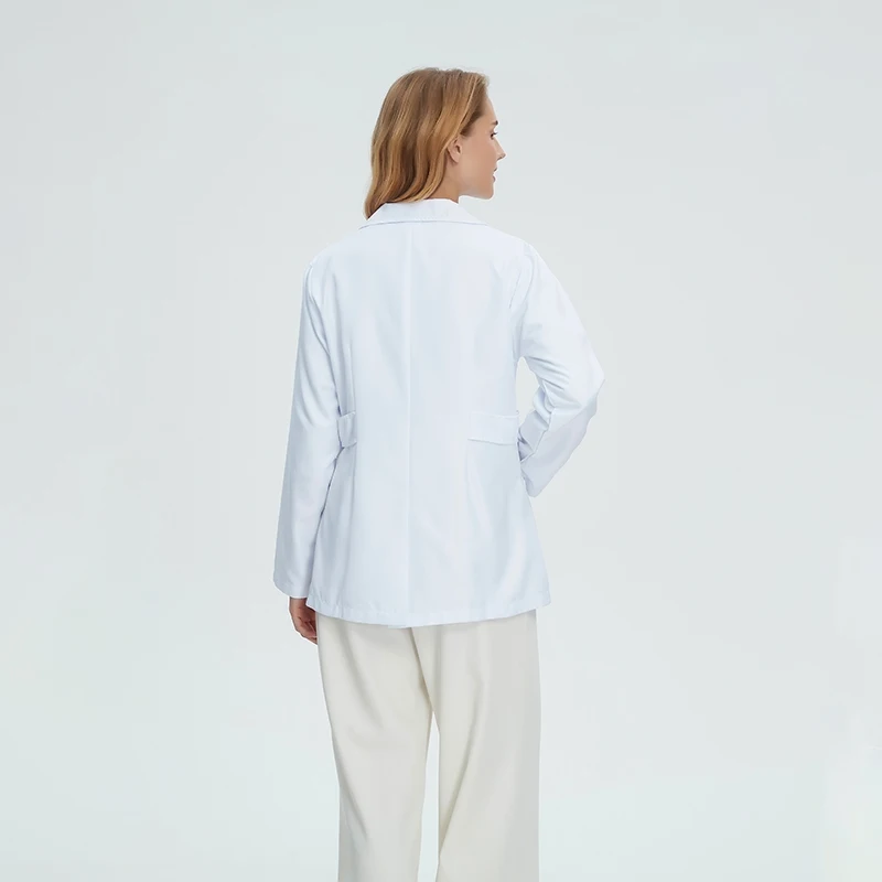 여성 간호사 긴 소매 흰색 코트 통기성 전문 실험실 병원 의사 유니폼 대학 작업복 재킷