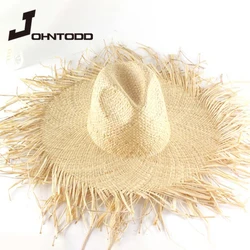 New Raffia Women's Straw Hat Handmade Sun Hat Beach Jazz Hat High-quality Natural Straw Hat Girl Panama Holiday Sun Hat  cap