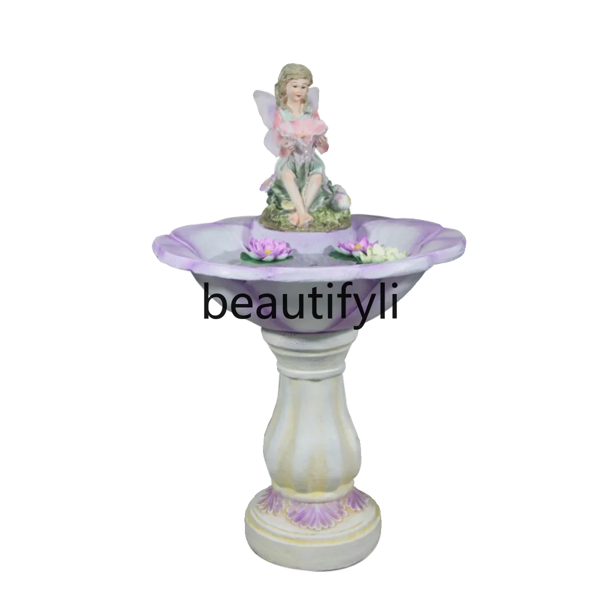 European garden flower fairy fountain water feature flowing water lucky decorative ornament