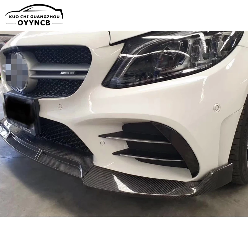 

Передняя губа из углеродного волокна для Mercedes Benz C-Class W205 4-дверный C43 C63 AMG 2014-2019 Спойлер переднего бампера