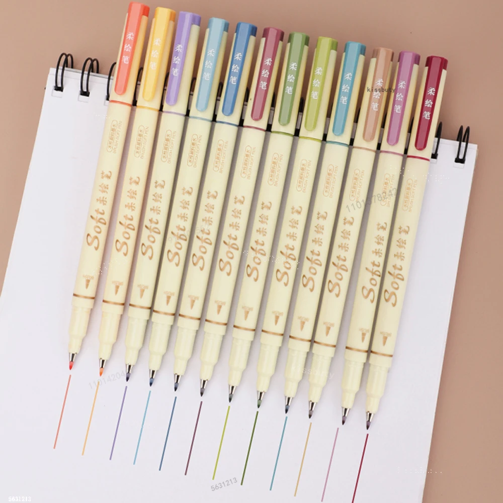 3Pcs/set Four Seasons Soft Brush Painting Pen Lettering Calligraphy Practice Retro Art Marker Pens Set Drawing Art Stationery