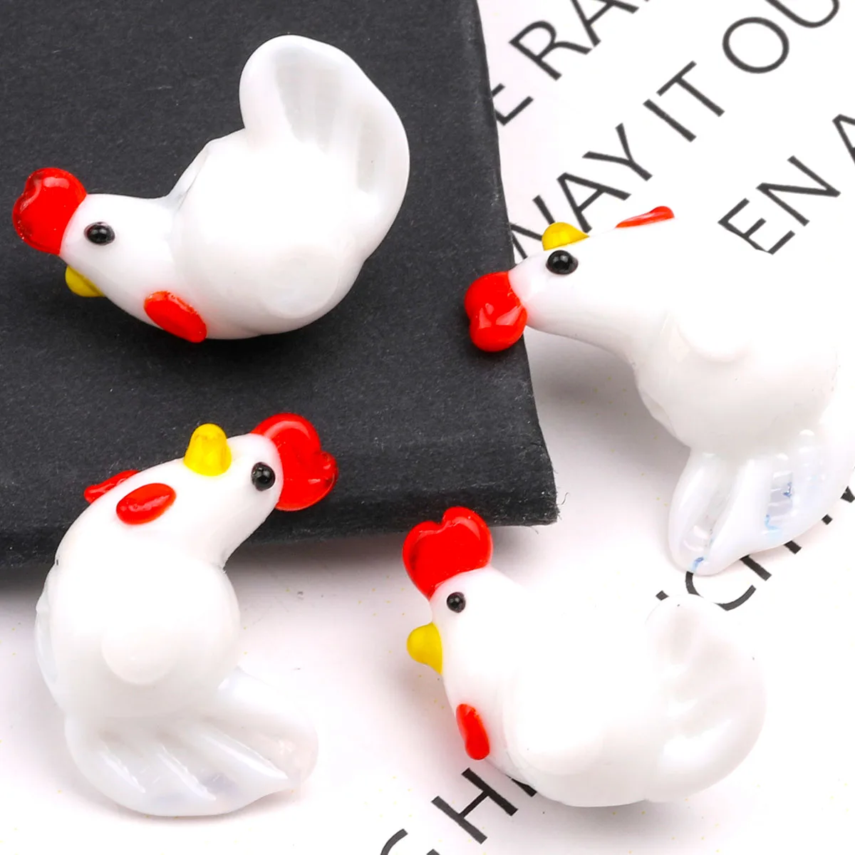 4/9pcs Random Color Rooster Shaped Glass Beads 12x19mm Loose Beads For DIY Bracelet Necklace Hair Accessories Craft Making