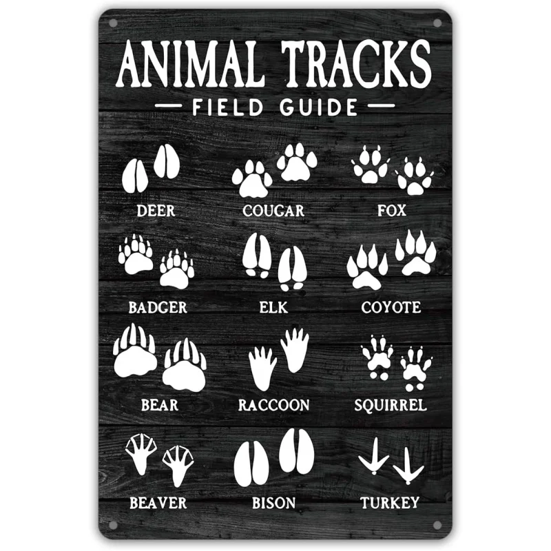 

Iron Painting Art Interesting Animal Footprints Wilderness Metal Signs Wall Decoration Rural Theme Family Office Nursery Bedroom