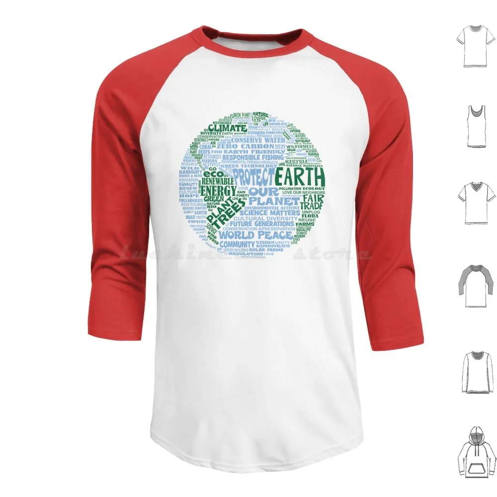 Protect Earth-Blue Green Words For Earth Hoodies Long Sleeve Climateactionrb Earth Earth Day Green Environment