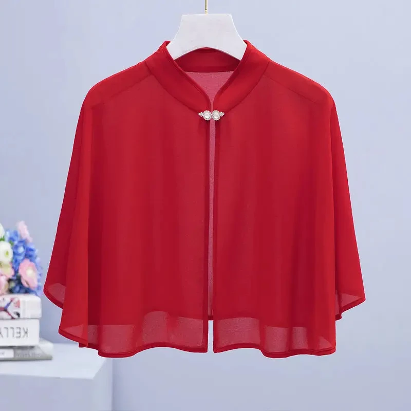 Retro Cloak With Skirt Stylish Cardigan Women's Blouses Sunshade Cape un Protection Clothes Summer Ice Silk Top Sunscreen Shawl