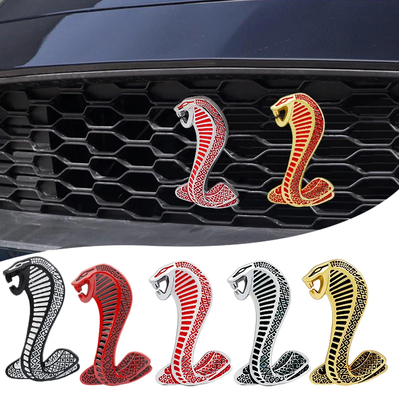 New Car Stickers 3D Metal Cobra Logo Badge Emblem For Cobra Shelby GT500 GT350 Decoration Car Accessories 3D Metal Accessories