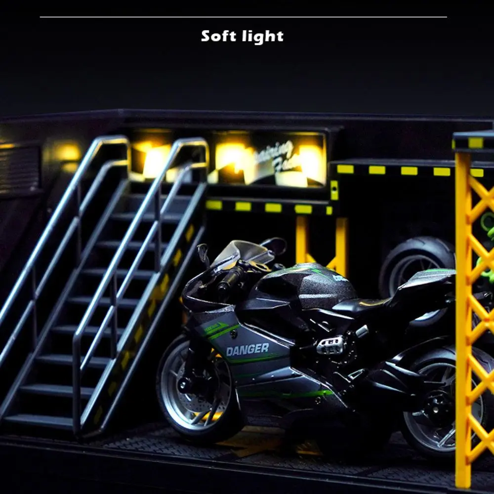 

1:24 1:32 Scale Lighting Parking Lot Diecast Alloy DlY Scene Car Garage Model Dust Cover Miniature Car Model Display Collection