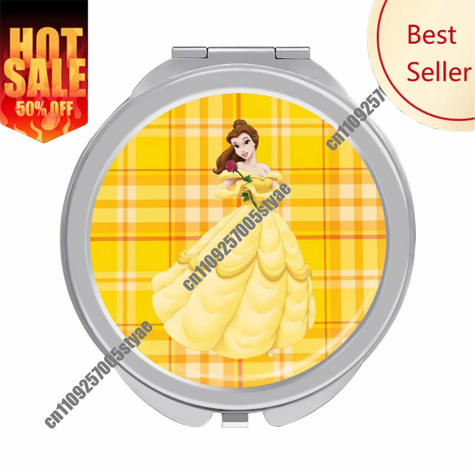 

Belle Makeup Mirror Disney Cartoon Custom Mirror Design Your Photos Logo Text Portable Travel Holiday Parties Souvenir