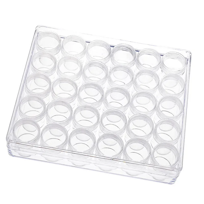 Acrylic Clear Box with 30pcs Separate Small Bottle with Lids Glitter Sample Vials Containers Organizer Handmade Jewelry Storage