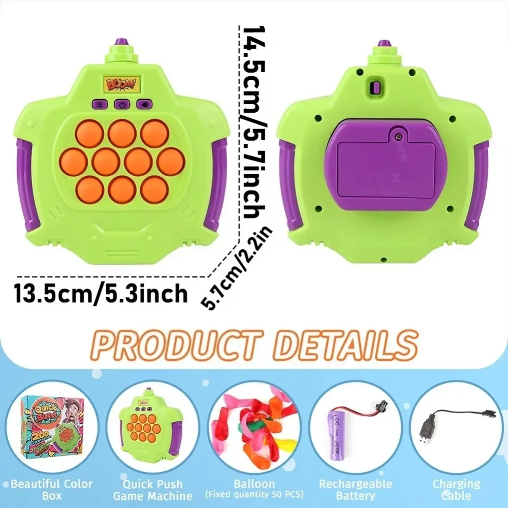 Juego Pop de empuje rápido con globos, juguetes iluminados Pop It Fidget para niños y adultos, juguete de empuje sensorial para apretar, juego de rompecabezas interactivo