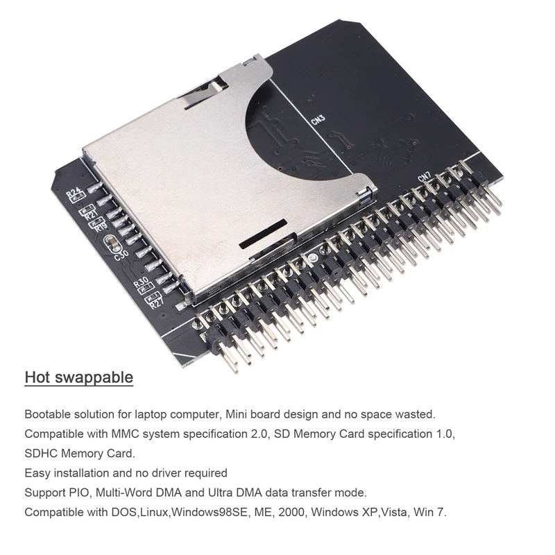 노트북 PC용 메모리 카드 변환기, IDE SD-2.5 IDE 44 핀 어댑터 카드, 44 핀 수 변환기, SDHC, SDXC, MMC
