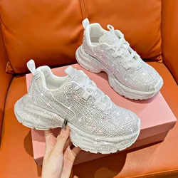 Full Star Rhinestone Thick Sole Daddy Shoes Women 2024 Rhinestone Fashion Casual Sports Shoes Soft Sole Ventilated Women's Shoes