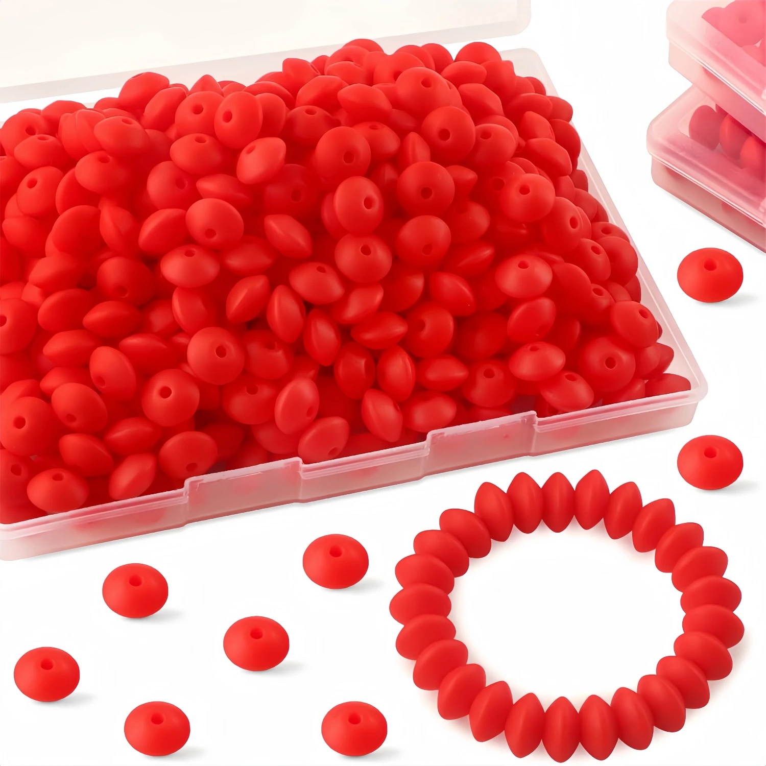 30/100Pcs Silicone Small Lentils Beads,12mm Silicone Beads for Keychain Making,Bulk Silicone Abacus Beads for Necklace Bracelet Making &Space