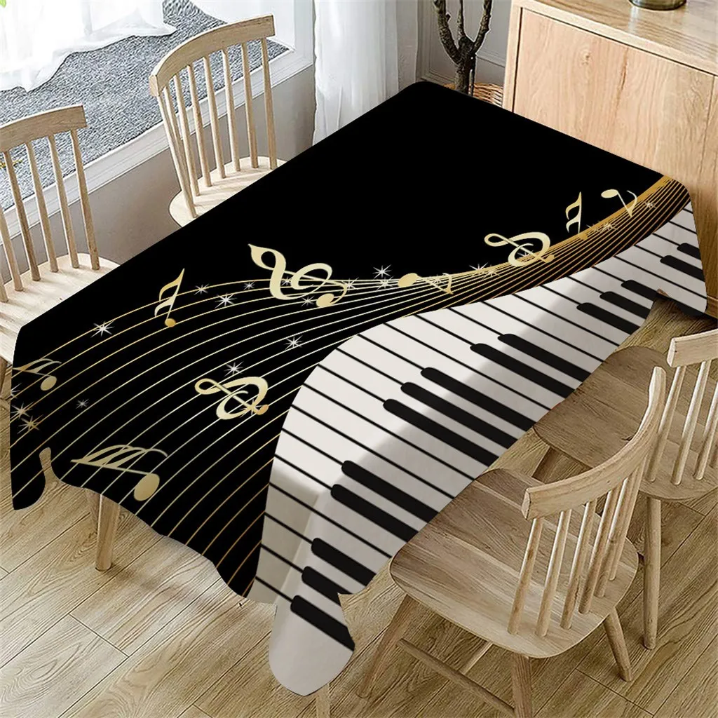 Piano Music Pattern Rectangular Tablecloth Dining Table Coffee Table Home Decoration Tablecloth Linen Anti-Stain Tablecloth