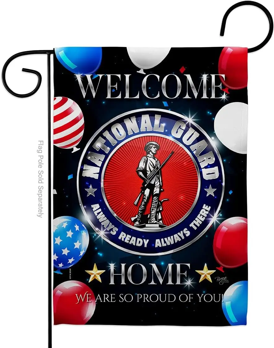 Breeze Decor Welcome Home National Guard Garden Flag Armed Forces ANG United State American Military Veteran Retire Official Hou