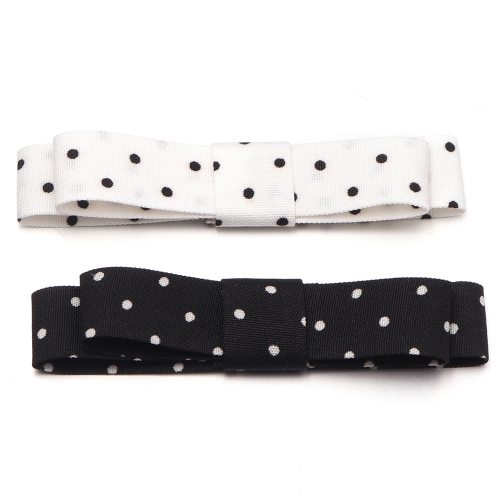 10 Stück/Set Doppellagige Satin-Polka-Dot-Schleifen Schwarz Weiß Schleife für Mädchen Frauen DIY Haarspange Kamm Kopfbedeckung Accessoires – Detail 5