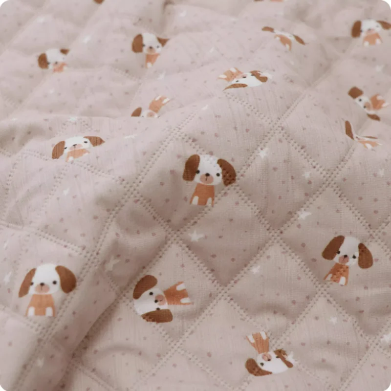 

Cute puppy print corduroy cotton-padded fabric for autumn and winter children's coat, cotton-padded vest diy fabric