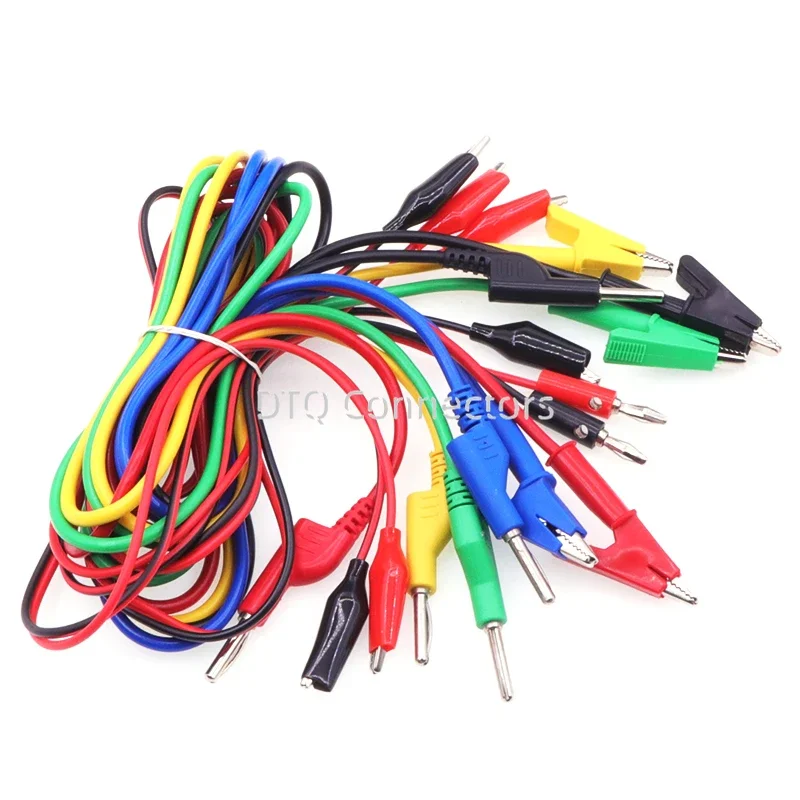 Double headed crocodile clamp wire banana plug to crocodile clamp wire power test wire connection wire color 2 wire 4 clip