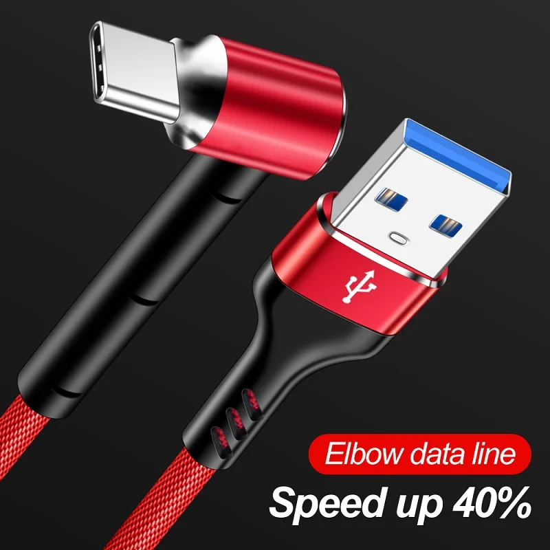 USB Type C 90 Degree Elbow Data Cable Quick Charging Micro USB Type-C Phone Charger Wire For Xiaomi 15 Samsung S25 Ultra Note 20