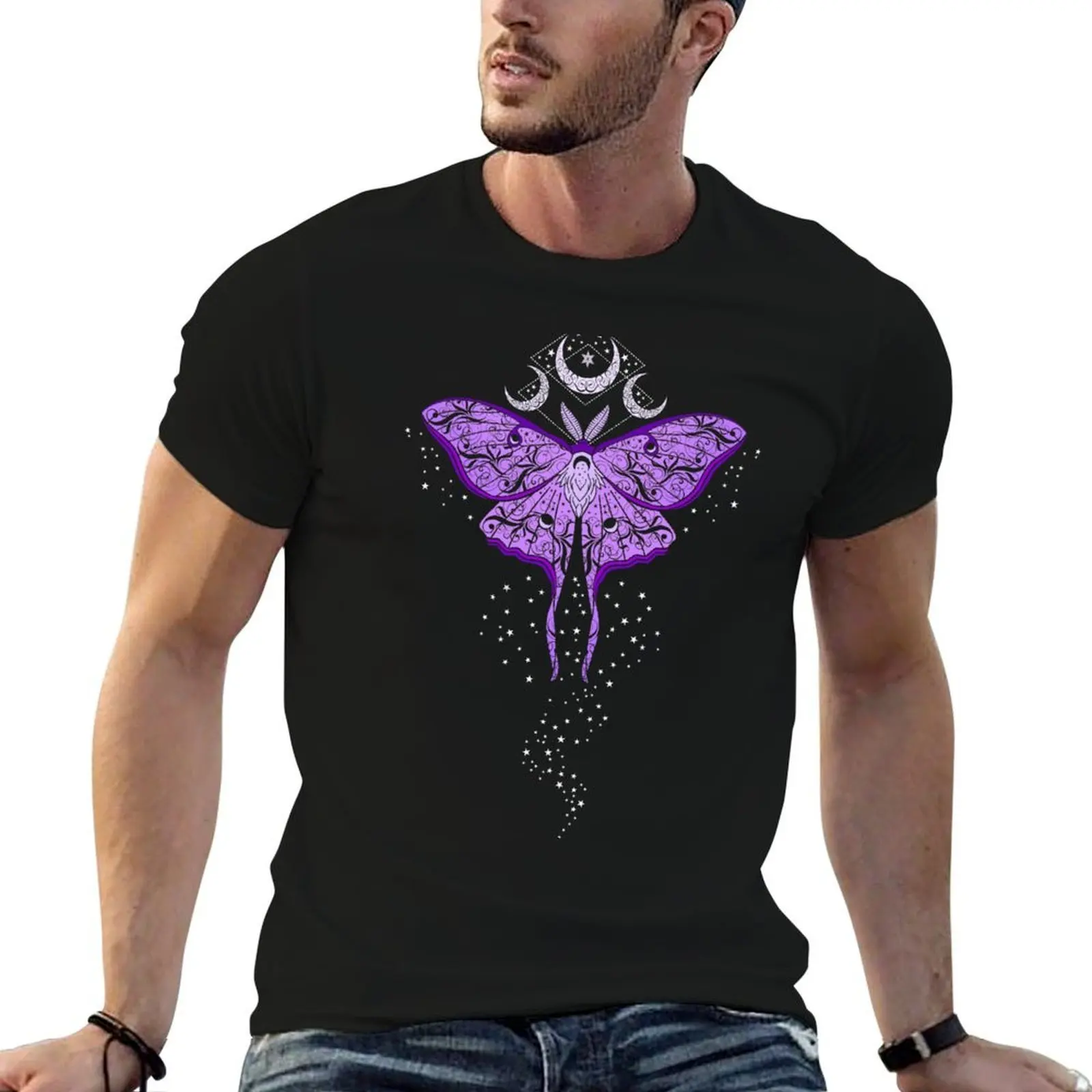 

Celestial Luna Moth T-Shirt black cotton t-shirt plain for man package cotton tshirt 100% T-Shirt