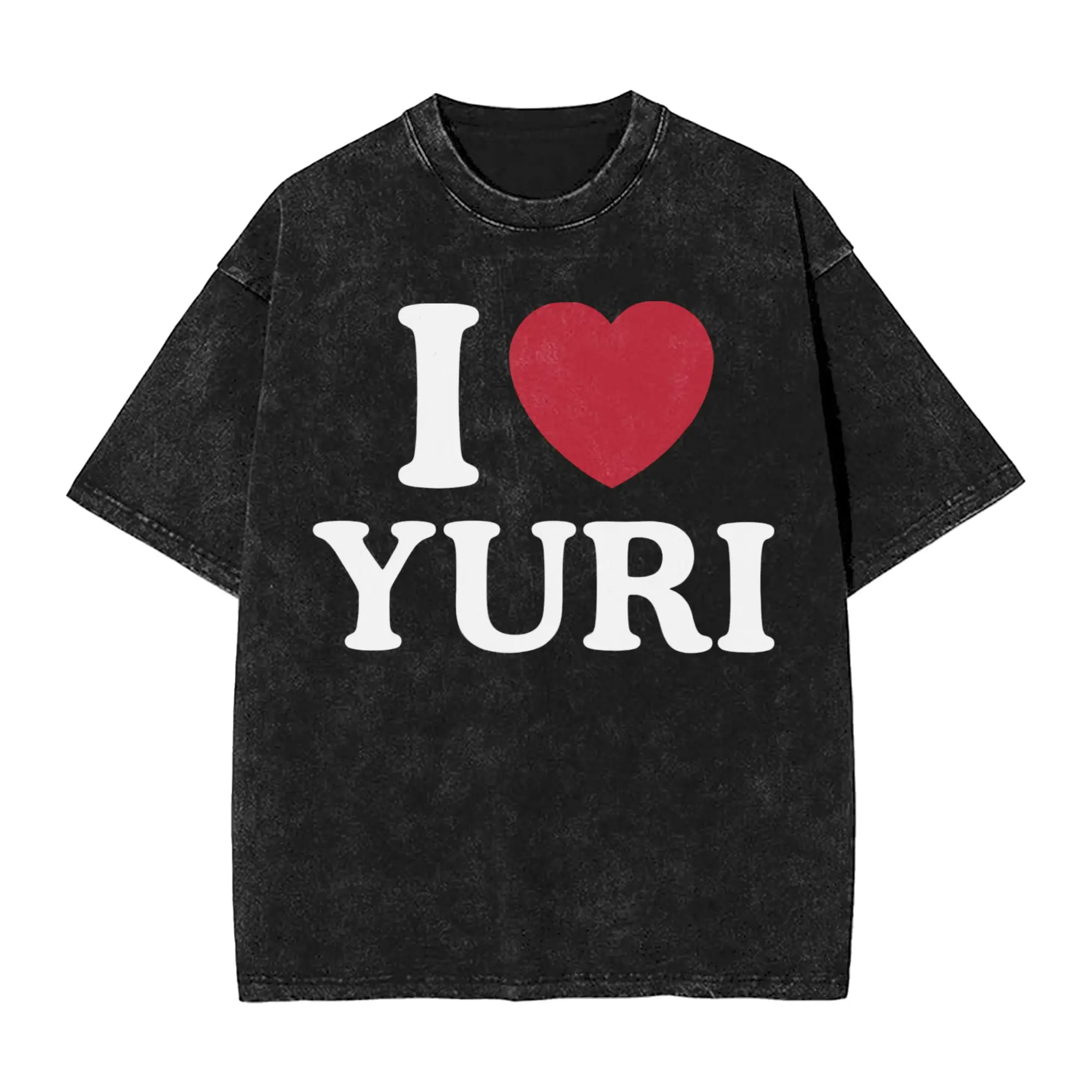 Camisetas Retro I Love Yuri para hombre, camisetas de algodón vintage, camisetas de manga corta con cuello redondo, ropa original