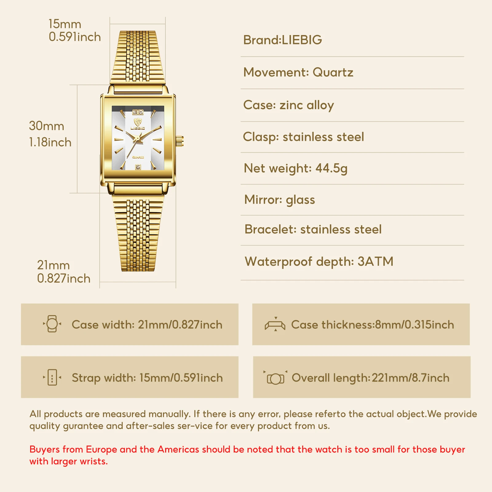 LIEBIG Женские часы Элегантные кварцевые наручные часы Простые модные автоматические часы для женщин Часы с ремешком из нержавеющей стали