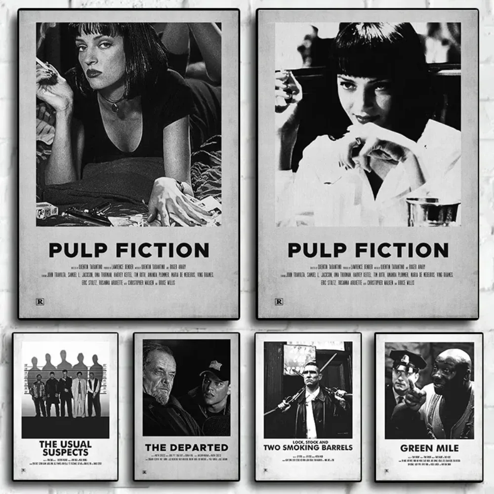 Black and White Movie Series Poster Pulp Fiction Prints Canvas Printing Wall Art Picture for Living Room Home Decoration