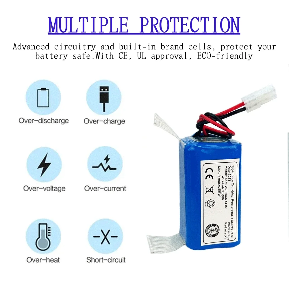 14.8v 2.8/4.8/6.8Ah Li-ion Da Tian Gong plug  battery For Rowenta Tefal Explorer Serie 20 40 60 Robot Vacuum Cleaner Battery