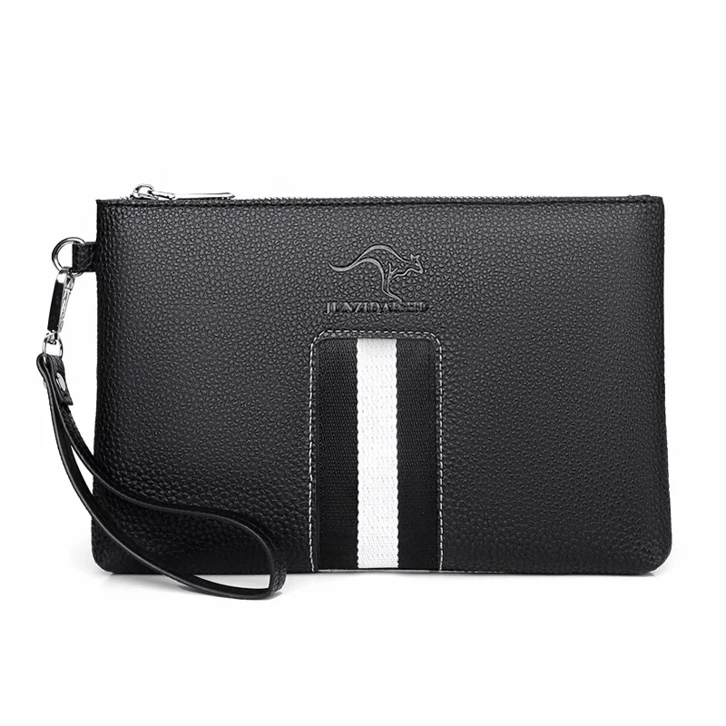 Fashion Stripe Style Soft PU Leather Men Clutch Bag Luxury Male Money Handbag High Quality Business Men Cardholder Case