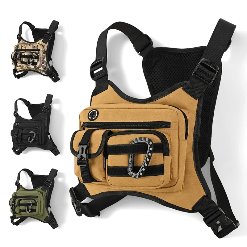 Men Outdoor Daily Chest Bag Portable EDC Storage Pack Lightweight Pouch for Running Hiking Travel Daily Use