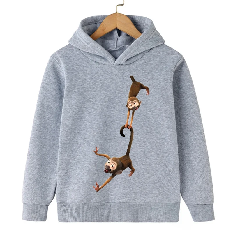 Cute Monkey Spring Autumn Kids Boys Hoodies Sweatshirts For Coats Teenager Boy Clothes Kid Girls Tops Kids Sport Hoodies 4-14YS