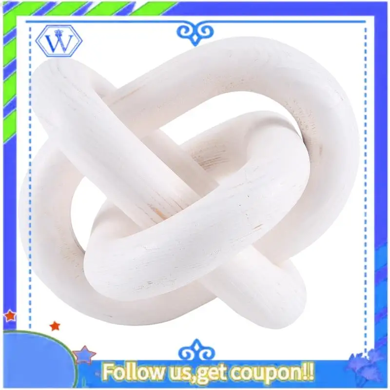 

Цельный деревянный декор звеньев цепи, ручной резной декор журнального столика, современный декор полки для фермерского дома, бохо, белый цвет