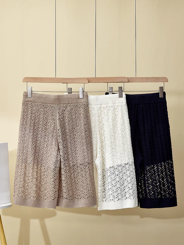 الصيف B * C المرأة الجديدة جوفاء دعوى جولة الرقبة الحرير الكتان قصيرة الأكمام أزياء السراويل غير رسمية قطعتين مجموعة