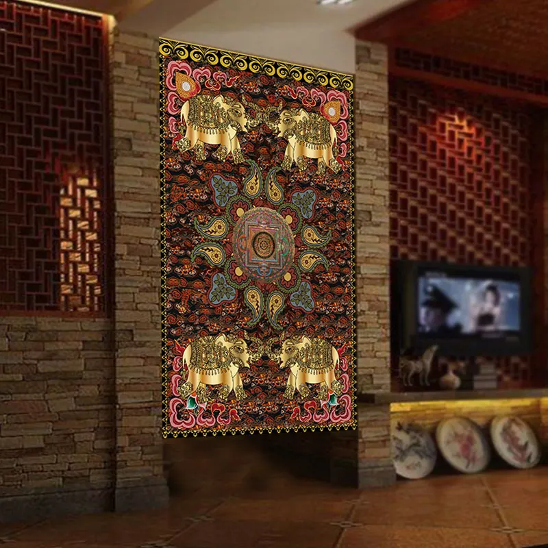 Ethnic style retro fabric door curtain Tibetan Indian homestay elephant pattern cloth curtain decorative curtain hanging curt