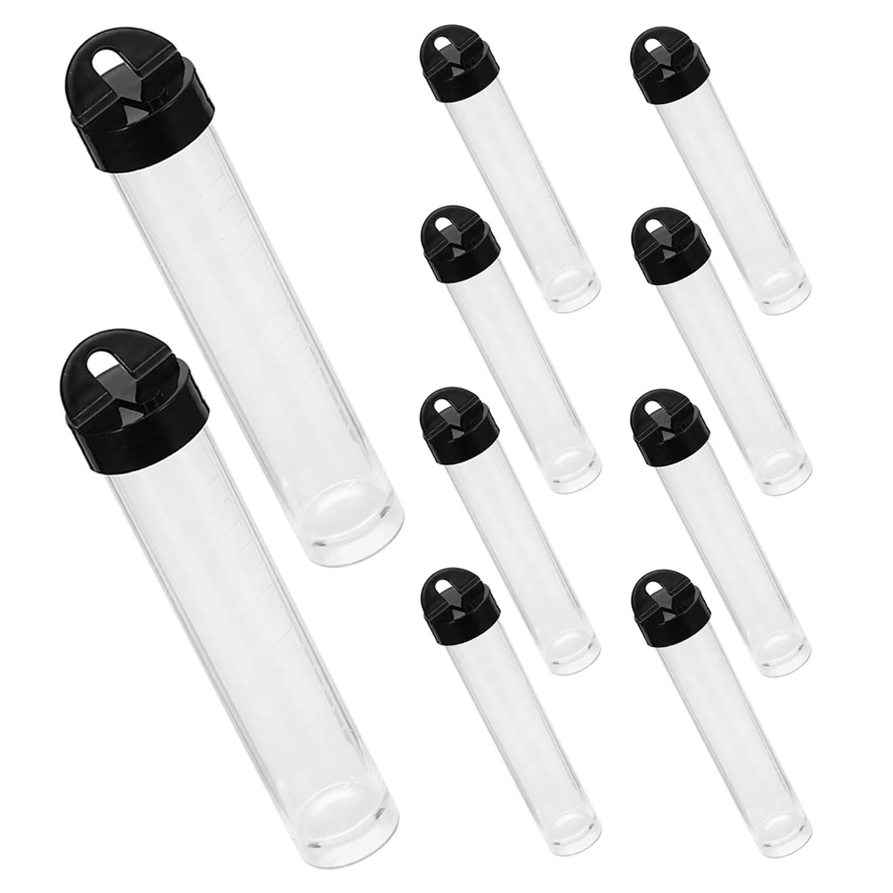 10Pcs Plastic Transparent Sample Tubes Screw Caps Storage Bottles for Scientific Experiment Liquid Sampling Hydrating Vials