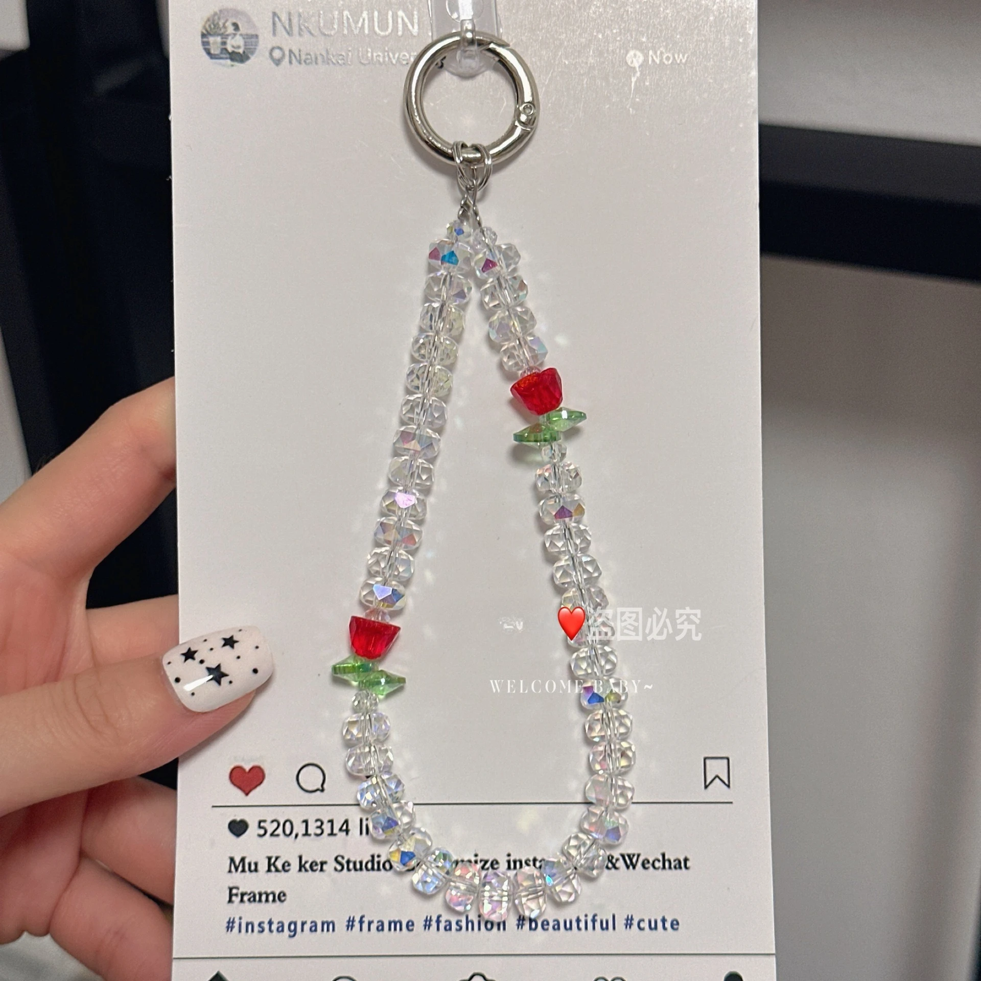 

Shiny Luxury Simple Rose Mobile Phone Lanyard Chain Stylish Crystal Bead Pendant Keychain Jewelry Bag Accessories Phone Chain