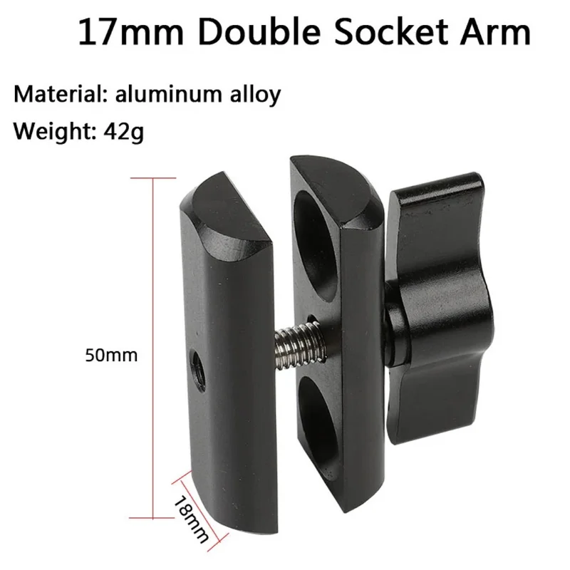 17mm Ball Mount Double Socket Arm Clamp Joint Connecting Rod Adapter Action Camera Phone GPS Holder Car Auto Mounting Bracket